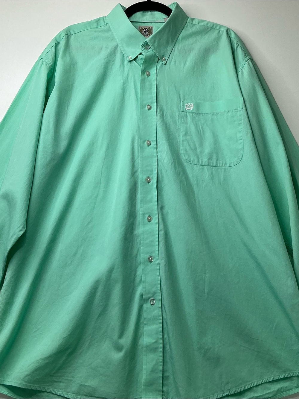 Cinch Men's Western Solid Mint Green Button-Down Shirt XL Preowned